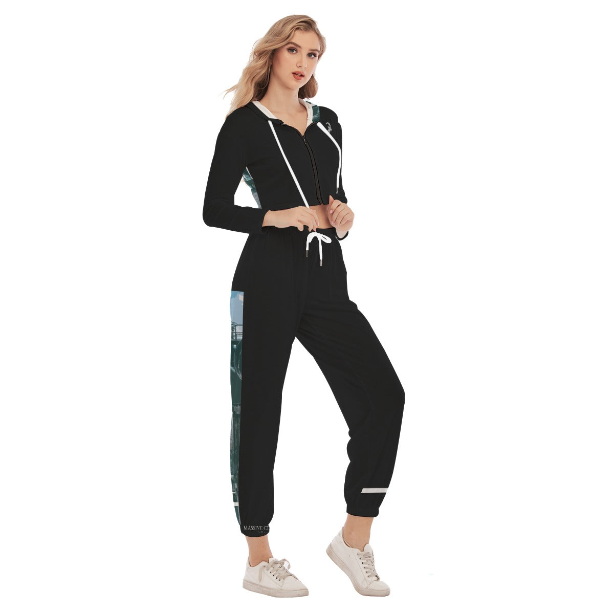 All-Over Print Women's Crop Hoodie Sports Set