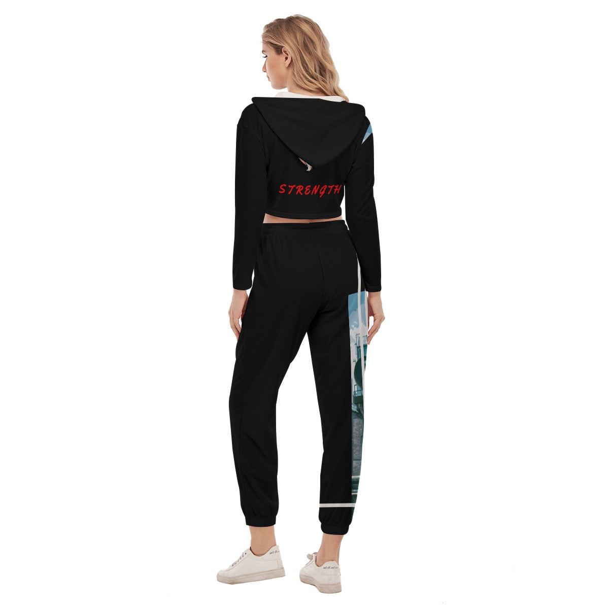 All-Over Print Women's Crop Hoodie Sports Set