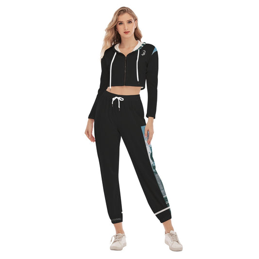 All-Over Print Women's Crop Hoodie Sports Set